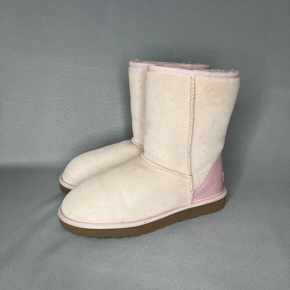 Womens 7 UGG Boots Classic Short Metallic Seashell Pink Suede Wool StoresSoldOut - Picture 10 of 16